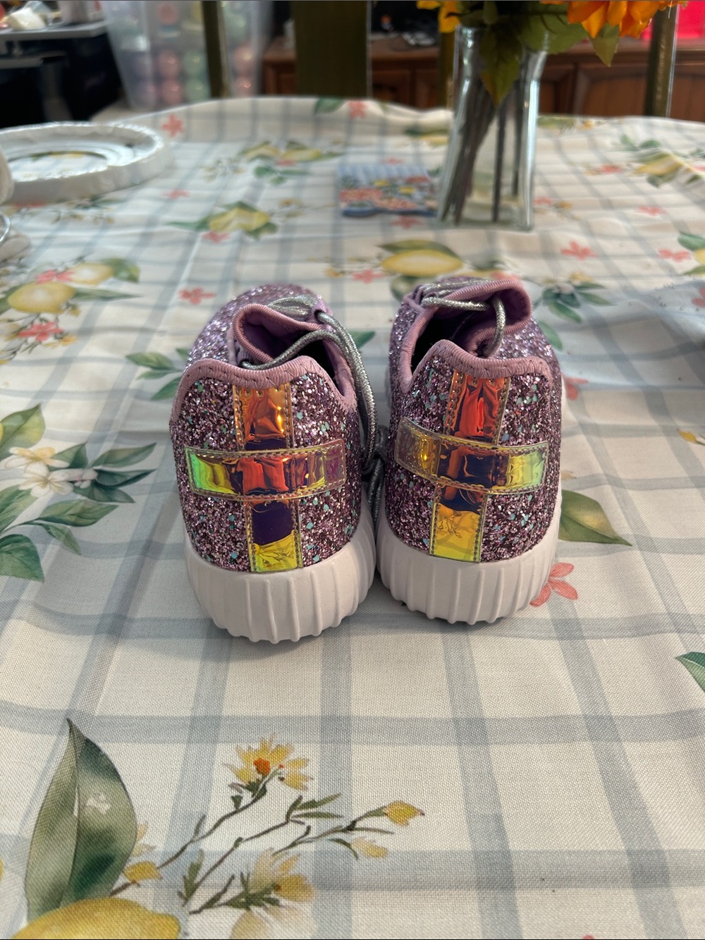 Lilac Glitter Slip-On Women's Sneakers - Picture 4 of 5